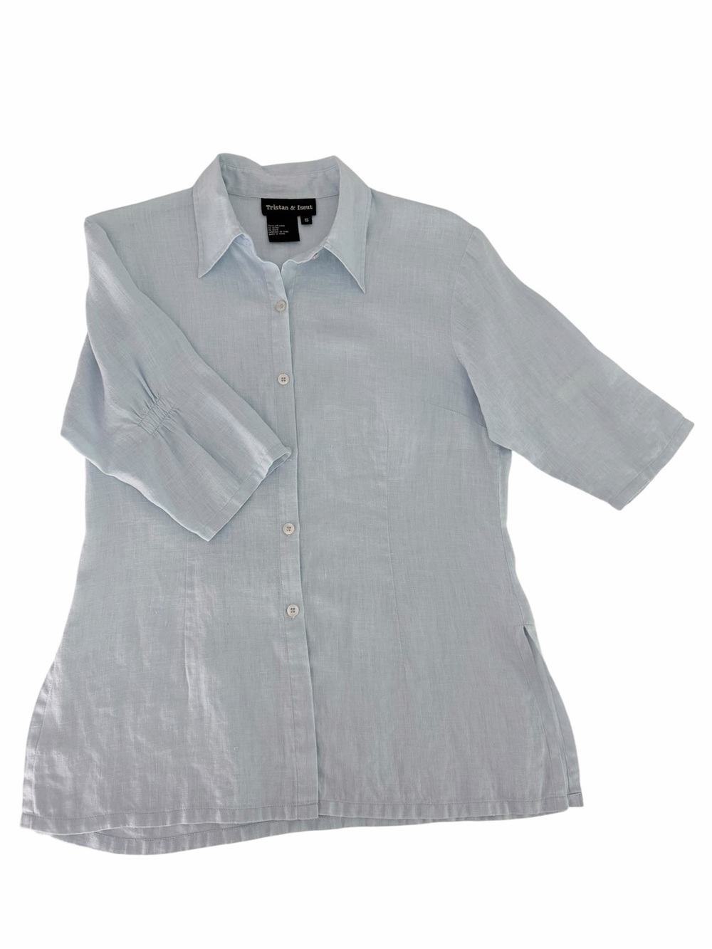 TRISTAN & ISEUT Light Blue 100% Linen Button-Up Shirt Casual size S - Picture 2 of 11